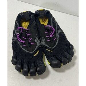 Vibram FiveFingers V-Run Running Shoe Womens 8-8.5 Black Yellow 16W3105